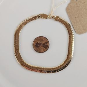 Vintage Gold Plated 1/4" Wide Herringbone Bracelet